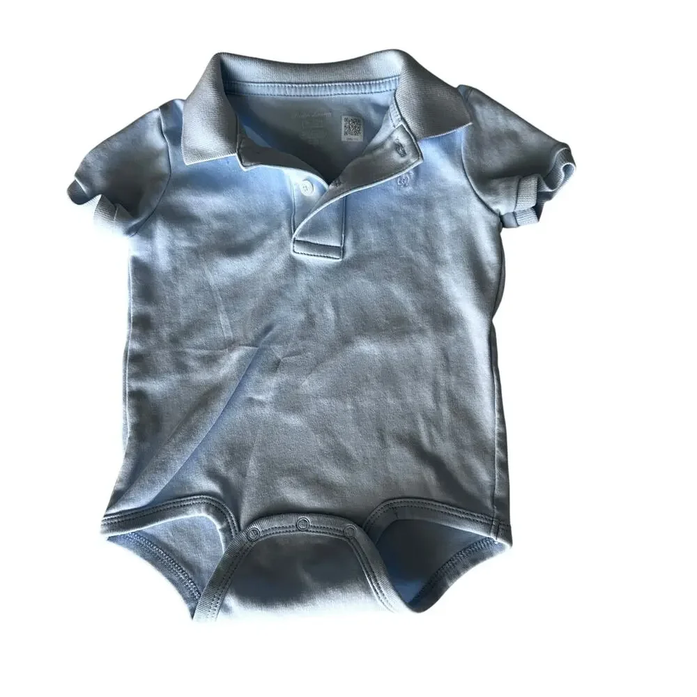 Ralph Lauren Light Blue Collared Short Sleeve Bodysuit 12 months